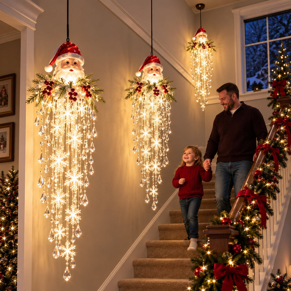 🎁Last Day 50% OFF✨Crystal Falls Christmas Lights—Hanging Snowflakes and Crystal LED Porch Decorations ❄️